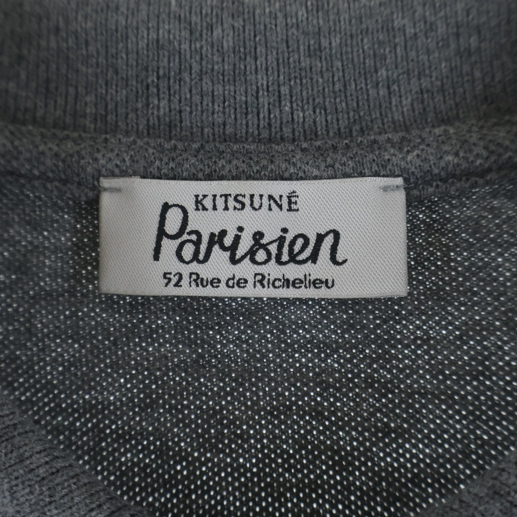 MAISON KITSUNE(メゾンキツネ) トリコロールカラー刺繍 半袖ポロシャツ グレー P010002-TP-MG
