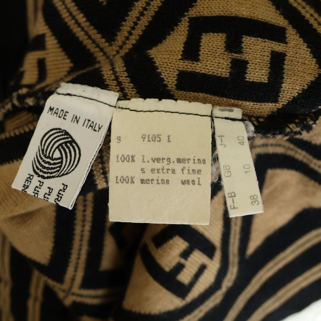 FENDI(フェンディ) Wool knit cardigan FFロゴ ウールニットカーディガン ブラック/ブラウン レディース