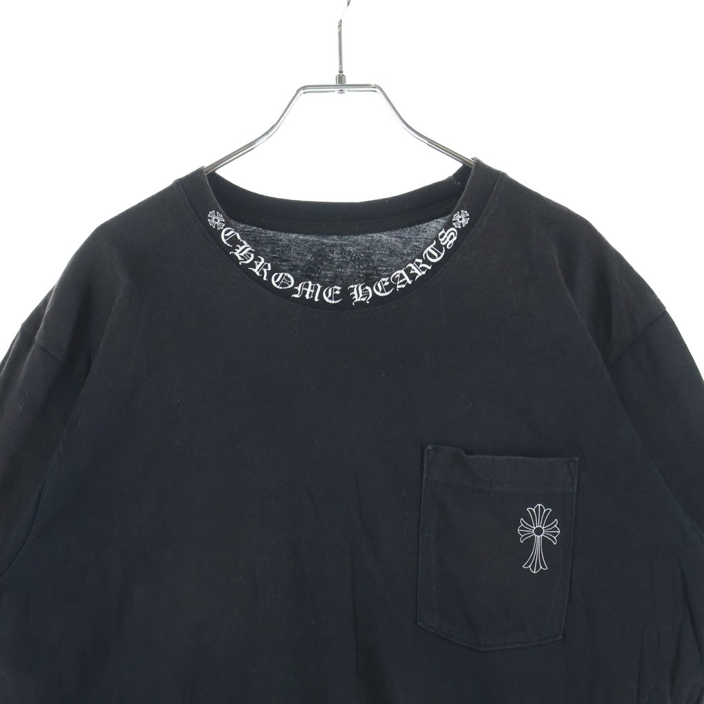 CHROME HEARTS(クロムハーツ) Back Cross Neck Logo Tee バッククロスネックロゴ半袖Tシャツ ポケット付き ブラック