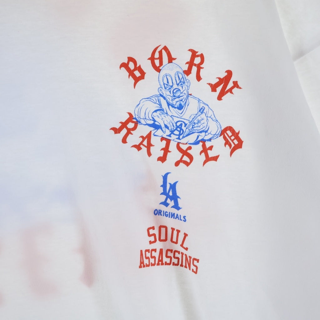 BORN X RAISED(ボーンアンドレイズド) White Soul Assassins Tee ソウル アサシンズ 半袖Tシャツ カットソー ホワイト