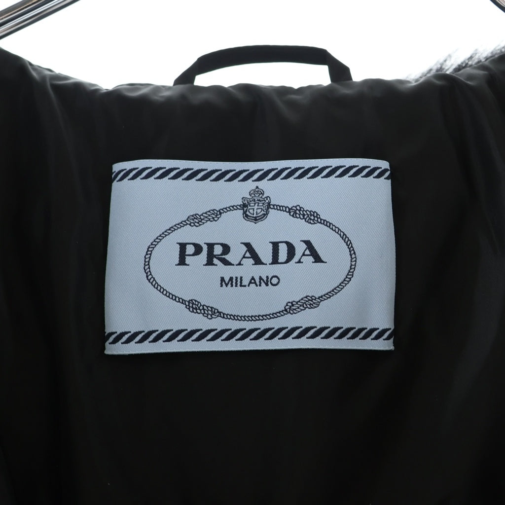 PRADA(プラダ) トライアングルロゴ 三角プレート シープファー ナイロン ロング ダウン コート ブラック レディース 29E117 R212
