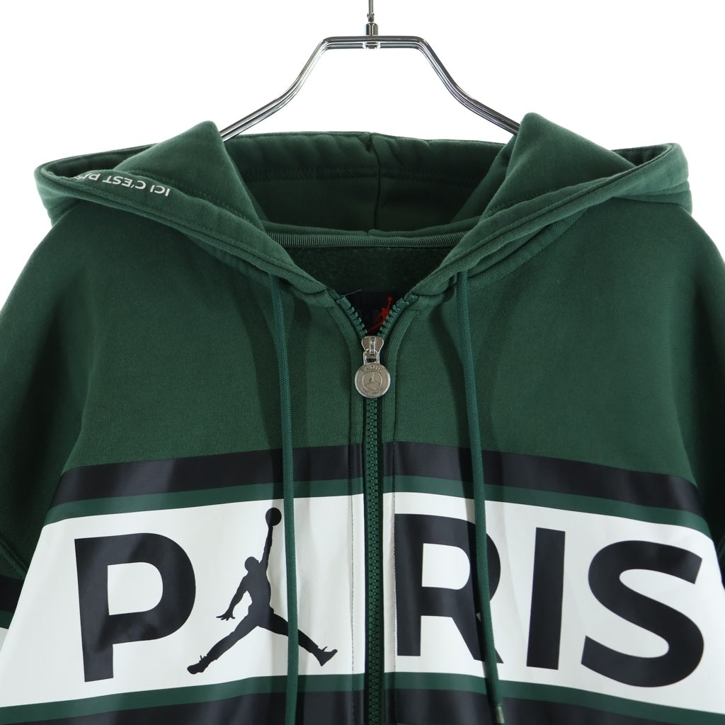 NIKE(ナイキ) ×Paris Saint Germain ×パリサンジェルマン ジョーダンブランド フロントロゴデザイン フルジップ フーデッド スウェット パーカー グリーン DB6481-333