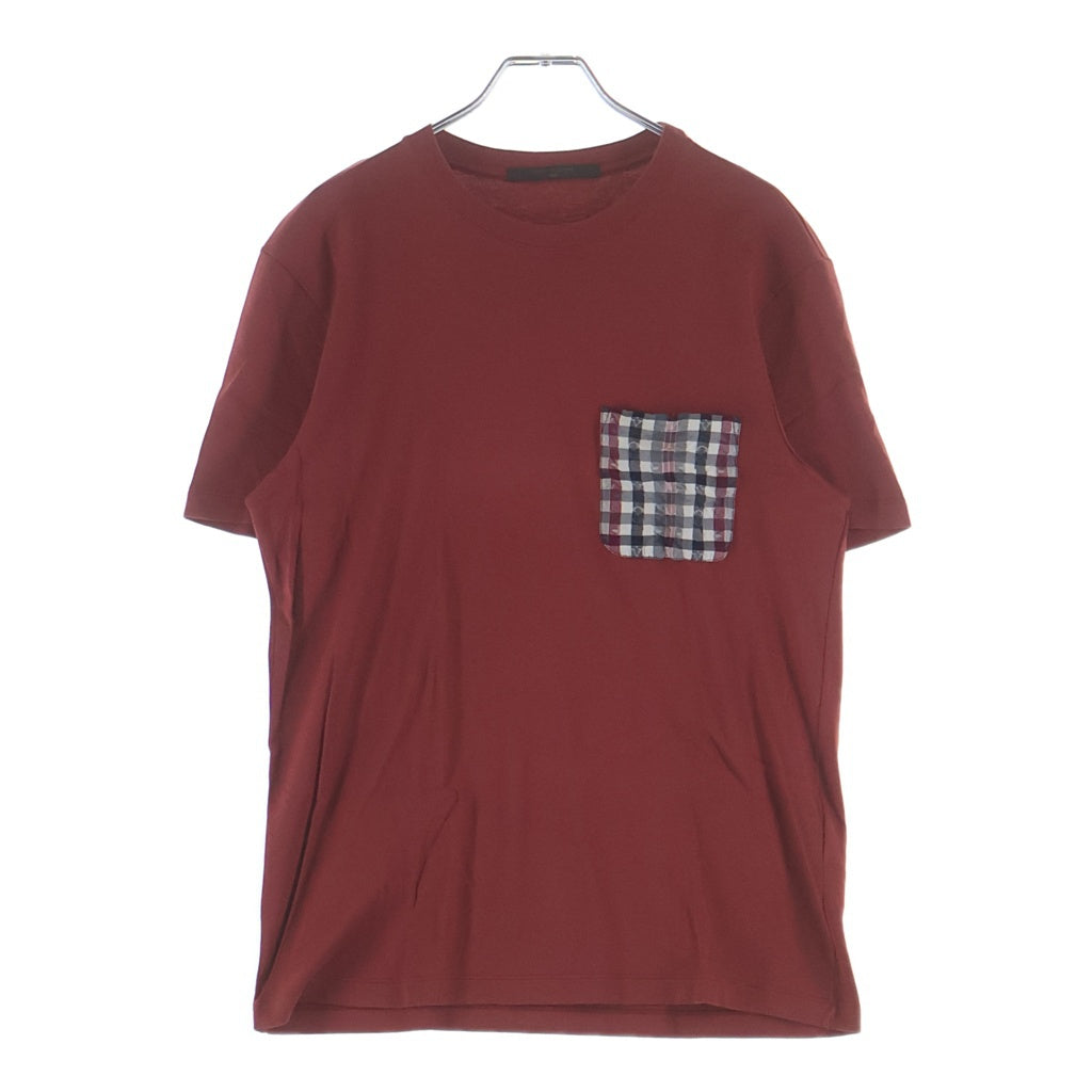 LOUIS VUITTON(ルイヴィトン) 15SS モノグラム チェックポケット シルク混 クルーネック半袖Tシャツ カットソー レッド RM151M H7Y20WCMS