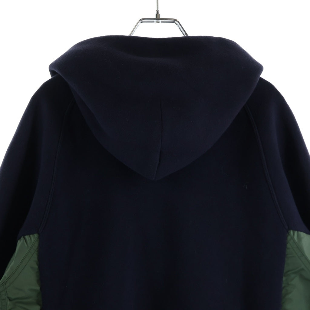 Sacai(サカイ) Sponge Sweat Nylon Twill Hoodie ナイロンドッキング ツイル ジップアップフーディー ブラック SCM-056