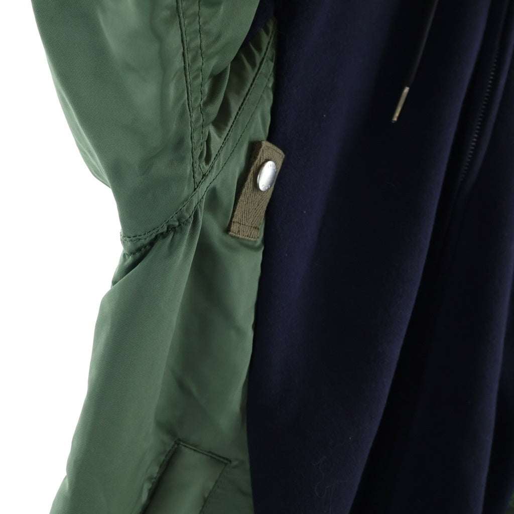 Sacai(サカイ) Sponge Sweat Nylon Twill Hoodie ナイロンドッキング ツイル ジップアップフーディー ブラック SCM-056