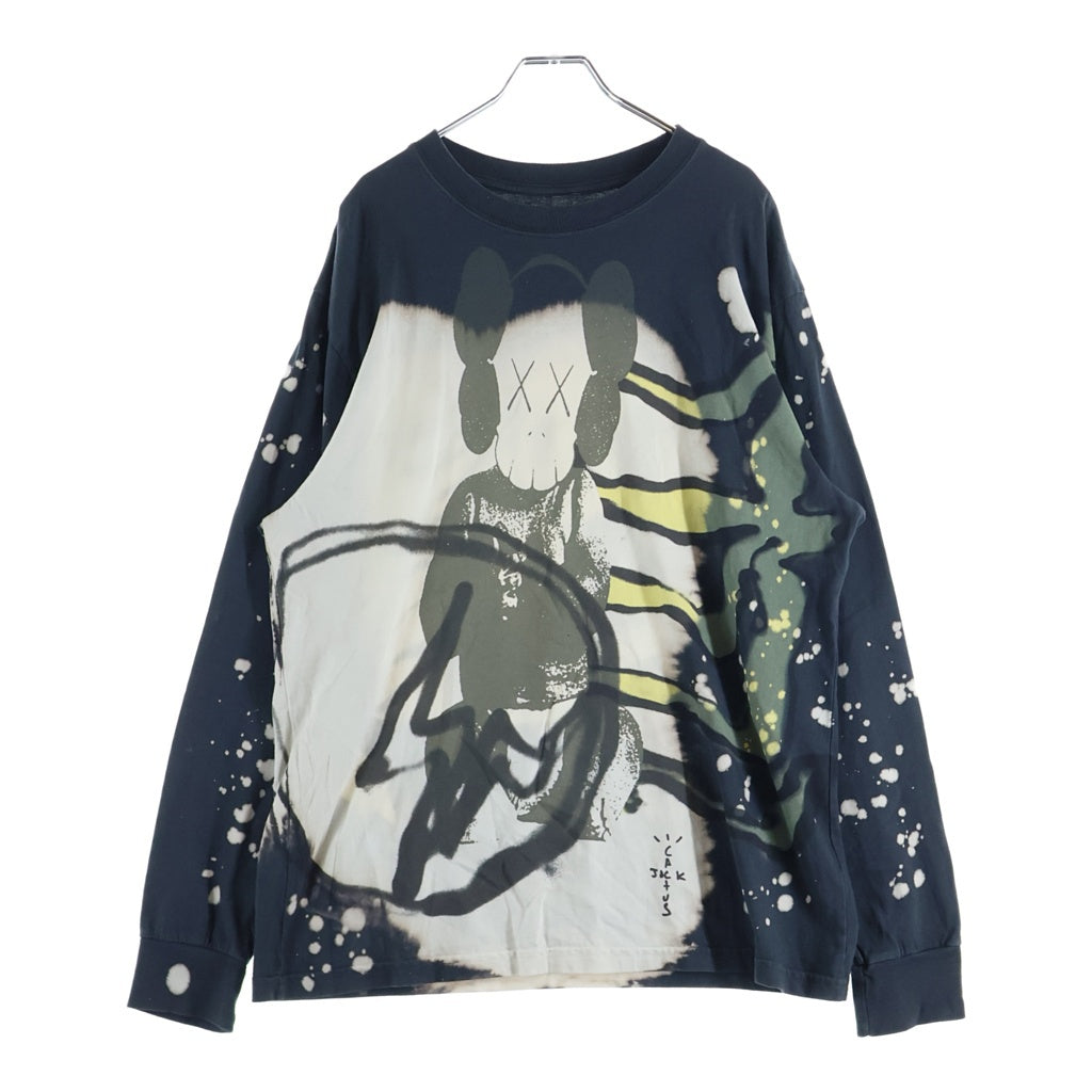 TRAVIS SCOTT(トラヴィススコット) ×CACTUS JACK+KAWS FOR FRAGMENT L/S T-SHIRT ×カクタス ジャック + カウズ フラグメント グラフィックプリント長袖Tシャツ ブラック