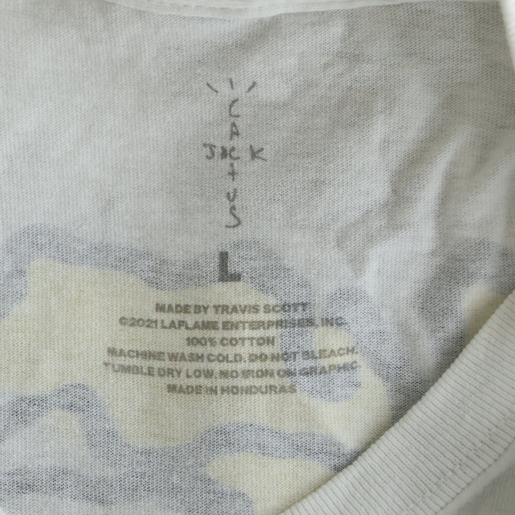 TRAVIS SCOTT(トラヴィススコット) ×CACTUS JACK+KAWS FOR FRAGMENT S/S T-SHIRT ×カクタス ジャック + カウズ フラグメント グラフィックプリント 半袖Tシャツ ホワイト