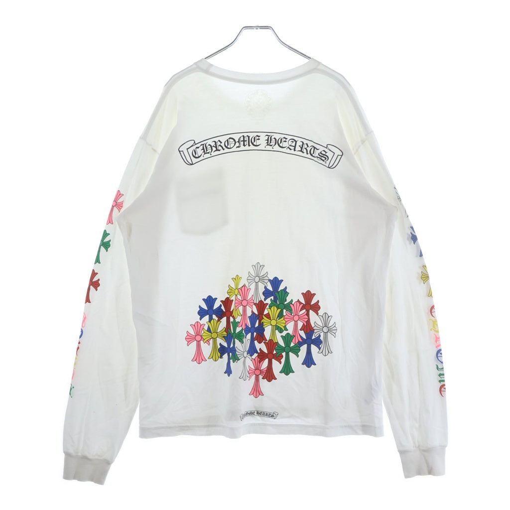 CHROME HEARTS(クロムハーツ) MLTCOL CEM CRS L/S TEE マルチカラー セメタリークロス クルーネック長袖Tシャツカットソー ロンT ホワイト