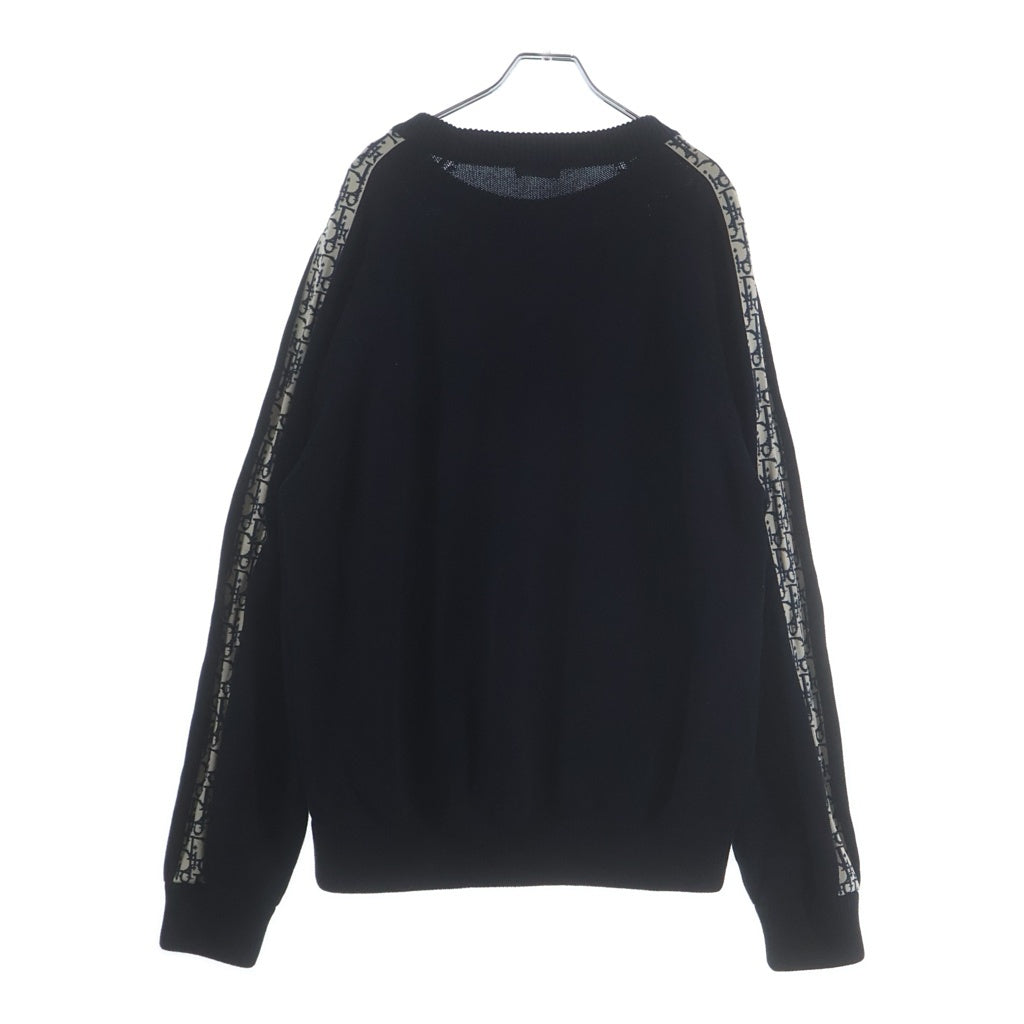 DIOR(ディオール) 21AW OBLIQUE SIDE LINE CREWNECK SWEATS オブリークライン クルーネック コットン ニット セーター ブラック 113M638AT187