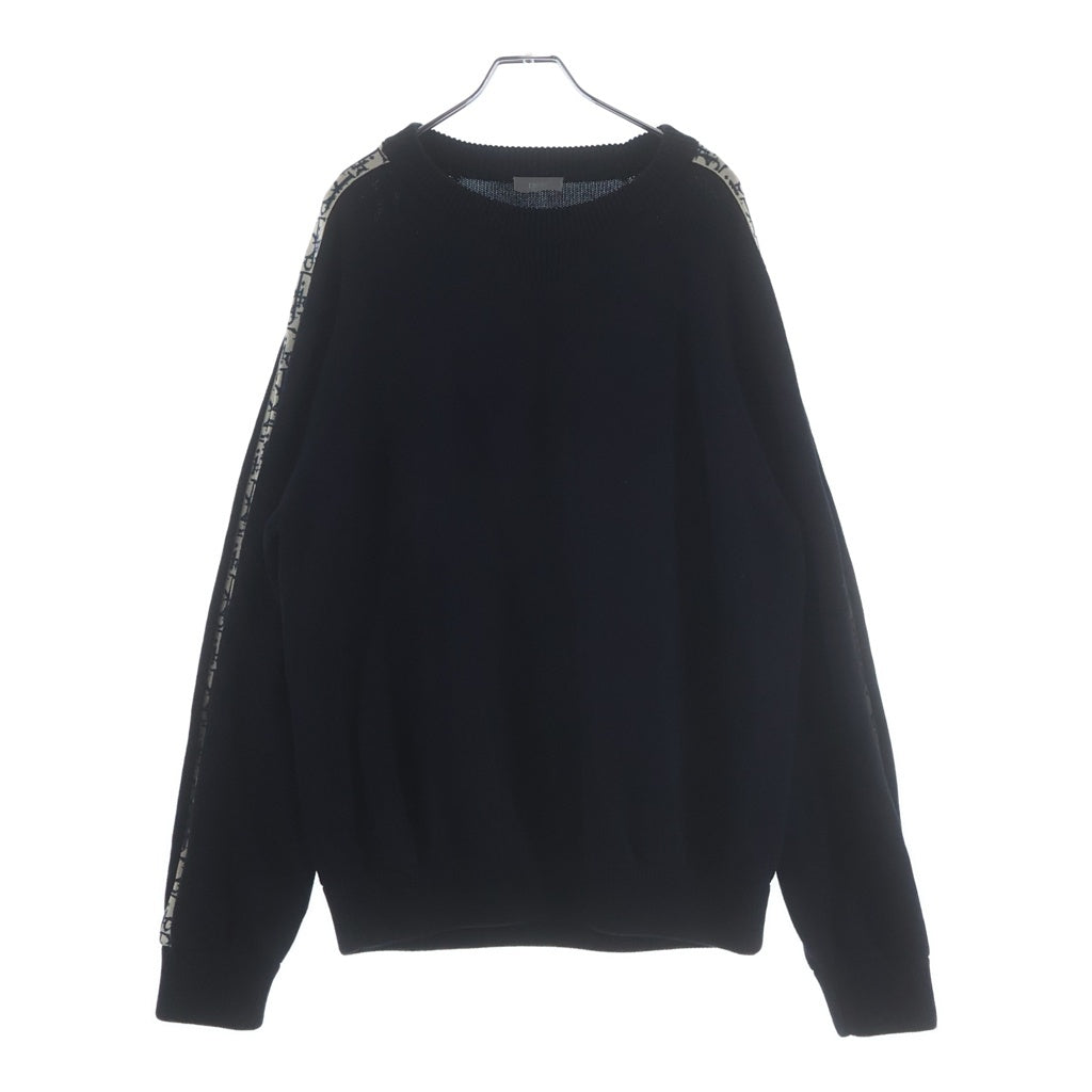 DIOR(ディオール) 21AW OBLIQUE SIDE LINE CREWNECK SWEATS オブリークライン クルーネック コットン ニット セーター ブラック 113M638AT187