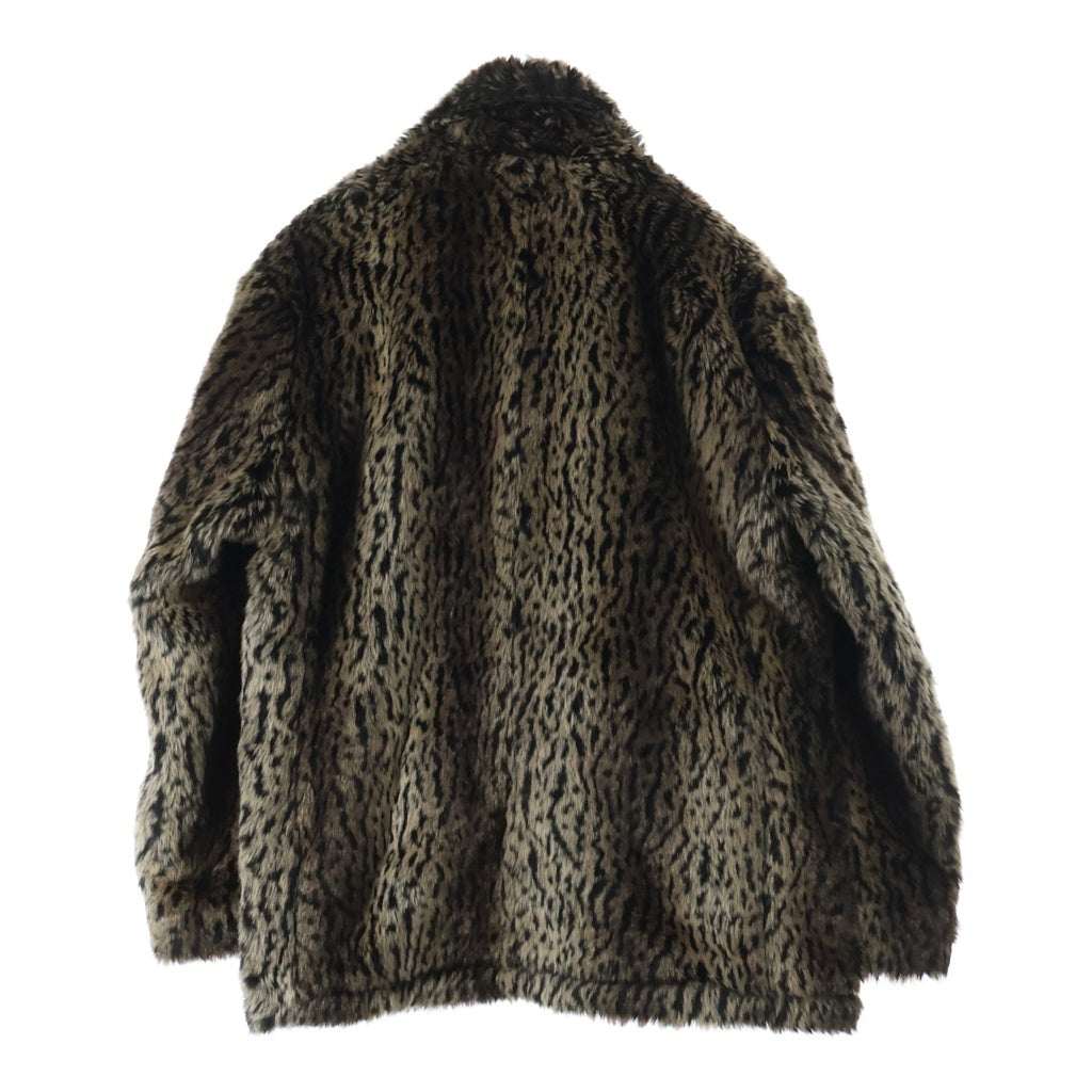 SUPREME(シュプリーム) 17AW×Schott Fur Peacoat Leopard ショット フェイクファー レオパード ピーコート ブラウン