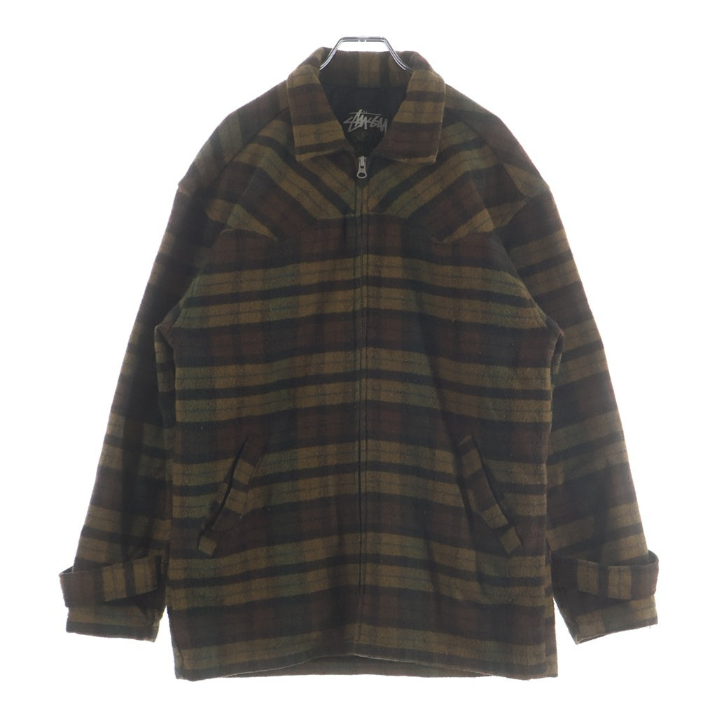STUSSY(ステューシー) BurlyGear Check Jacket チェック ジップアップ ジャケット カーキ