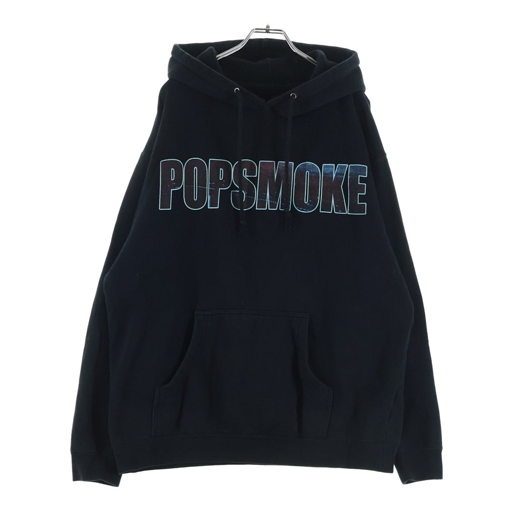 VLONE(ヴィーロン) ×Pop Smoke Wraith Hoodie ×ポップスモーク ロゴプリント プルオーバーパーカー フーディ ブラック