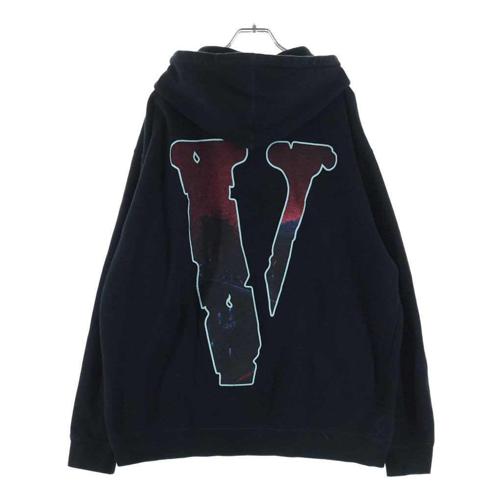 VLONE(ヴィーロン) ×Pop Smoke Wraith Hoodie ×ポップスモーク ロゴプリント プルオーバーパーカー フーディ ブラック