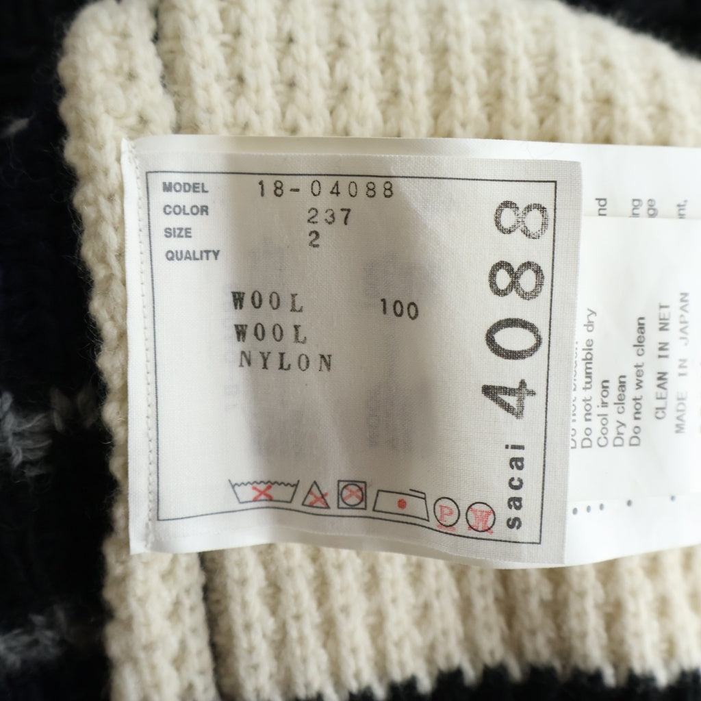 Sacai(サカイ) アシンメトリー パッチワーク ニット カーディガン マルチ 18-04088