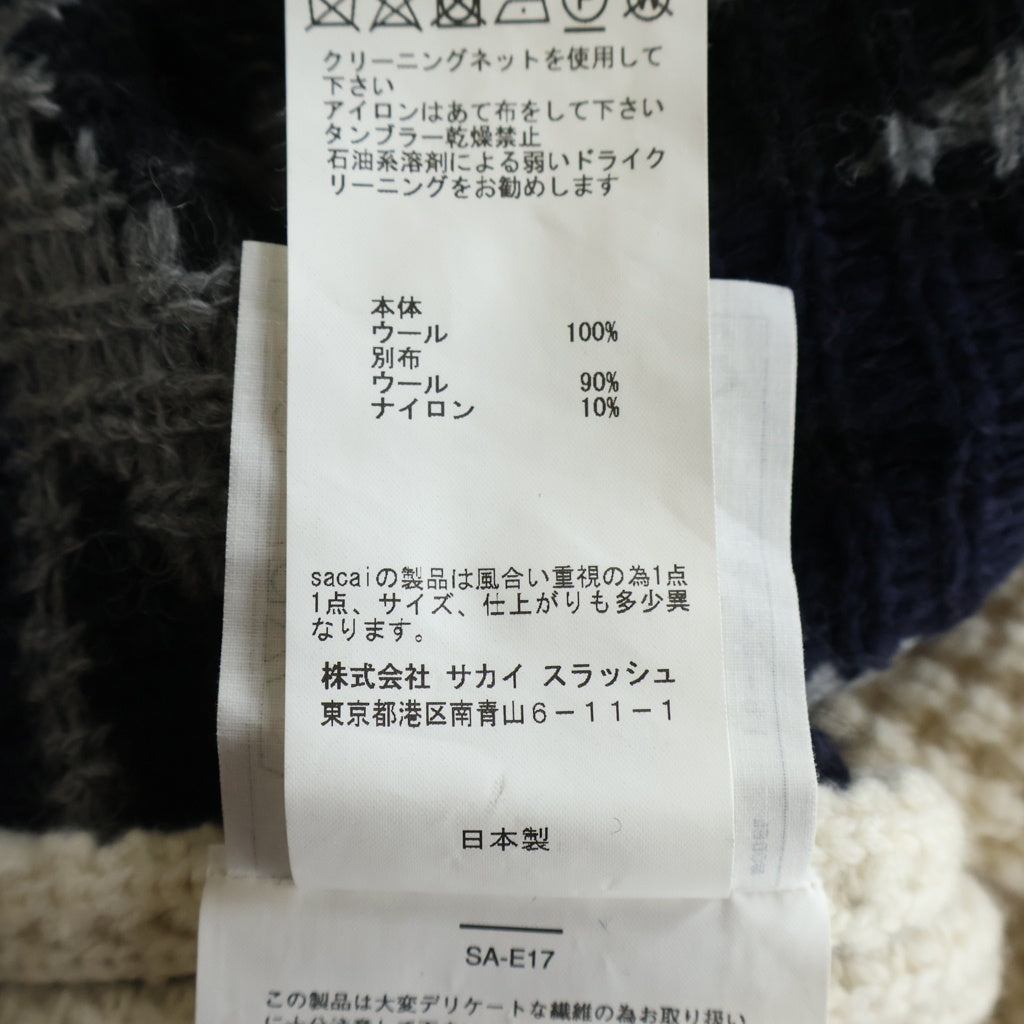 Sacai(サカイ) アシンメトリー パッチワーク ニット カーディガン マルチ 18-04088