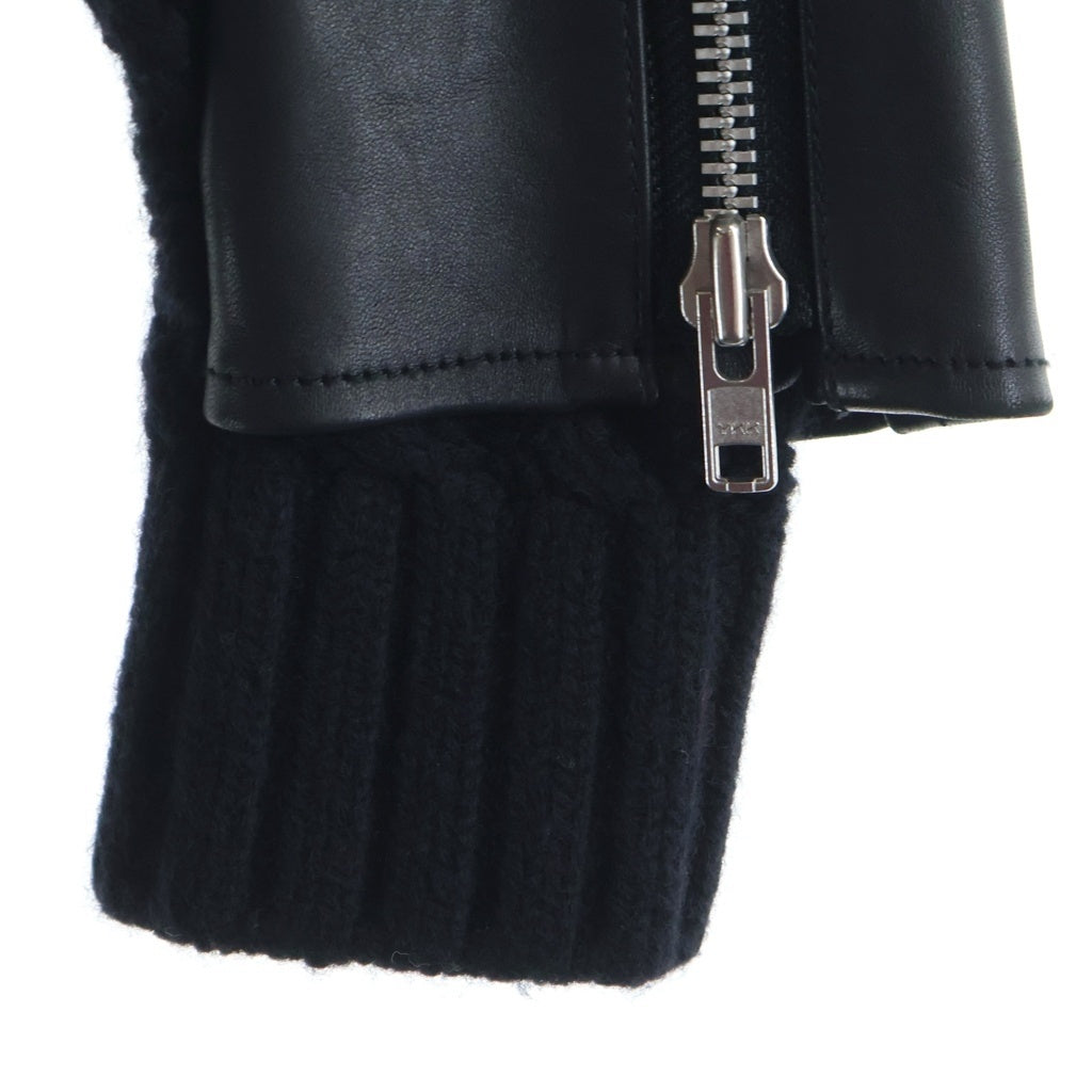 Sacai(サカイ) ドッキング シープスキン ジップアップ レザー ジャケット ブラック 15-02337
