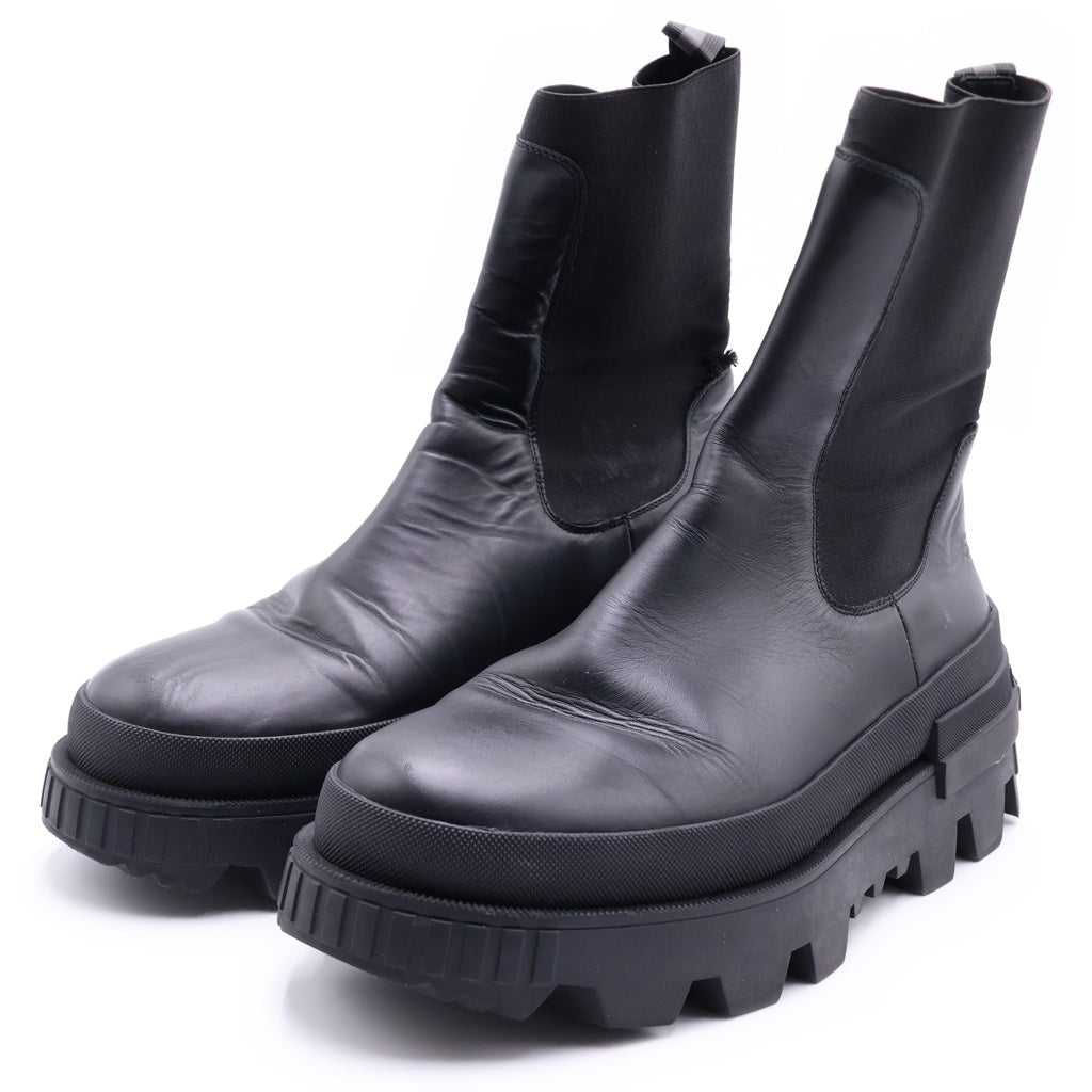 MONCLER(モンクレール) NEUE CHELSEA チェルシー サイドゴア レザー ブーツ ブラック