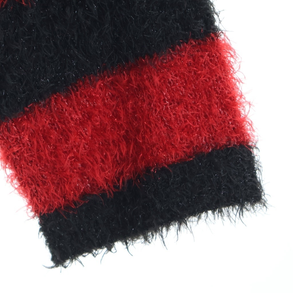 SAINT MICHAEL(セントマイケル) 25AW GLITTER BORDER CREW NECK KNIT グリッターボーダー クルーネックニット セーター ブラック/レッド SM-HR1-0000-069