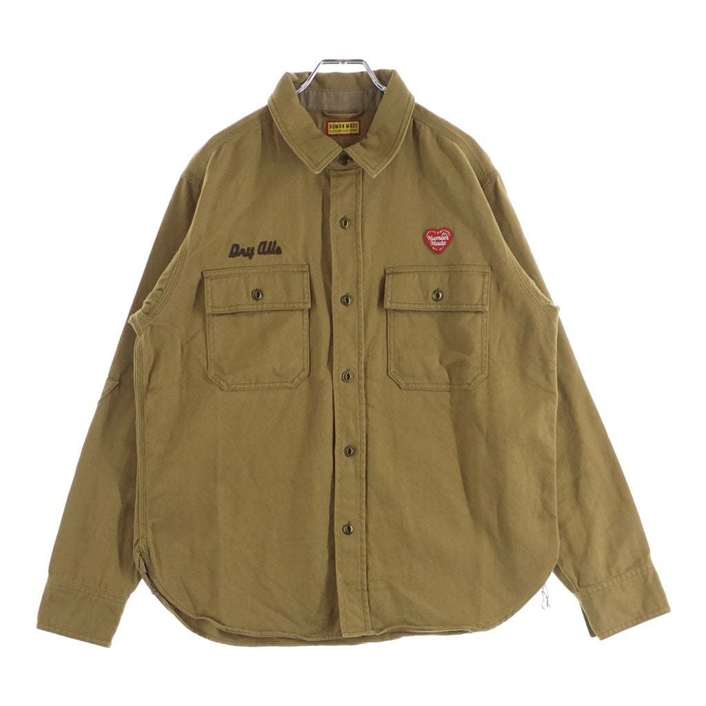 HUMAN MADE(ヒューマンメイド) WORK SHIRT ロゴ刺繍 長袖 シャツ ブラウン