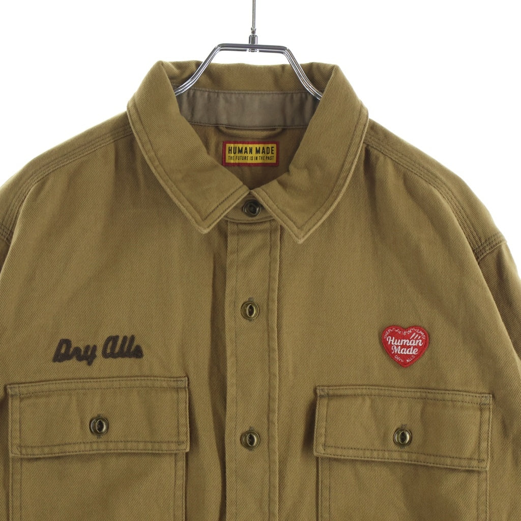 HUMAN MADE(ヒューマンメイド) WORK SHIRT ロゴ刺繍 長袖 シャツ ブラウン