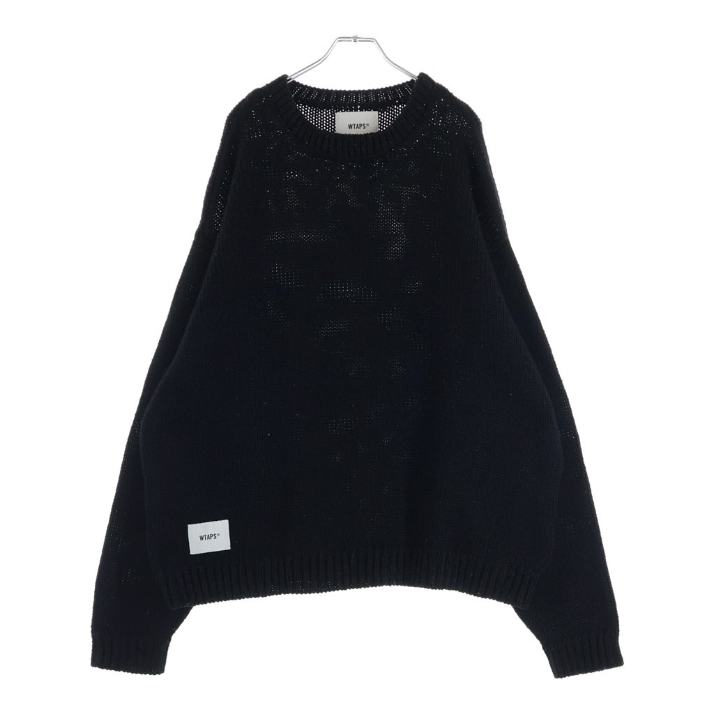 WTAPS(ダブルタップス) 23AW バックロゴ クルーネック ニット セーター ブラック 232MADT-KNM04