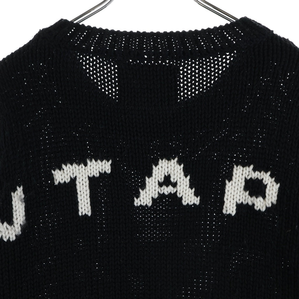 WTAPS(ダブルタップス) 23AW バックロゴ クルーネック ニット セーター ブラック 232MADT-KNM04
