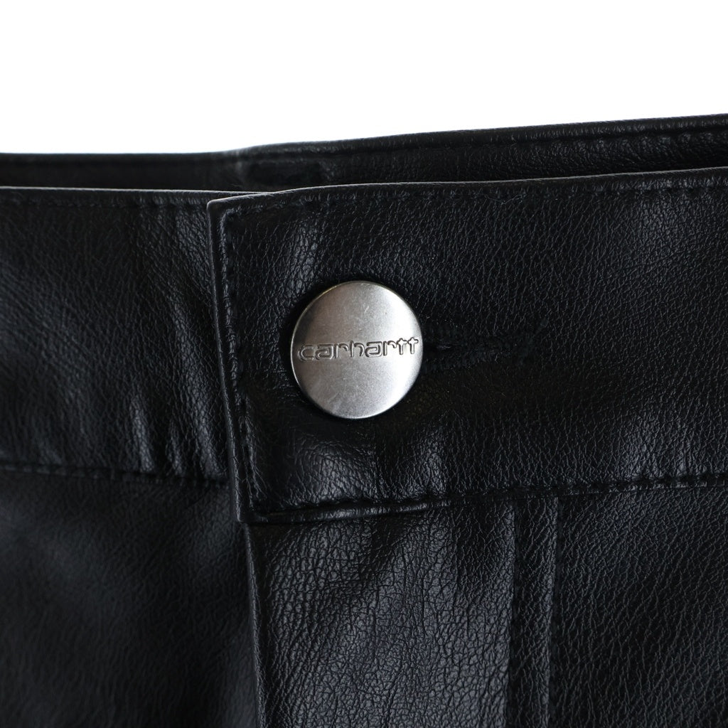 CARHARTT(カーハート) Single Knee Leather Pant シングルニー フェイクレザー パンツ ブラック I034446