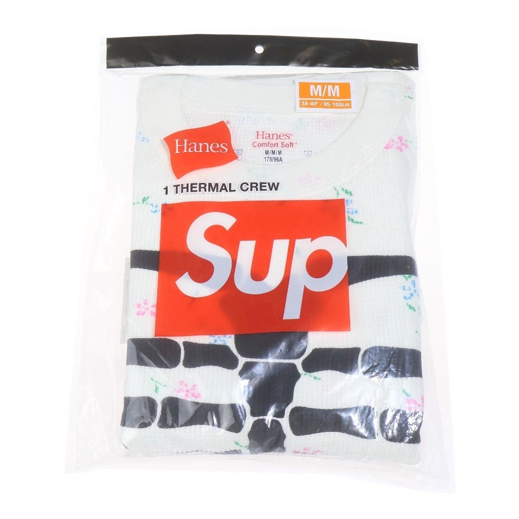 SUPREME(シュプリーム) 25AW Hanes Bones Thermal Crew Floral (1Pack) ヘインズ ボーン 花柄 サーマル長袖Tシャツ ロンT ホワイト