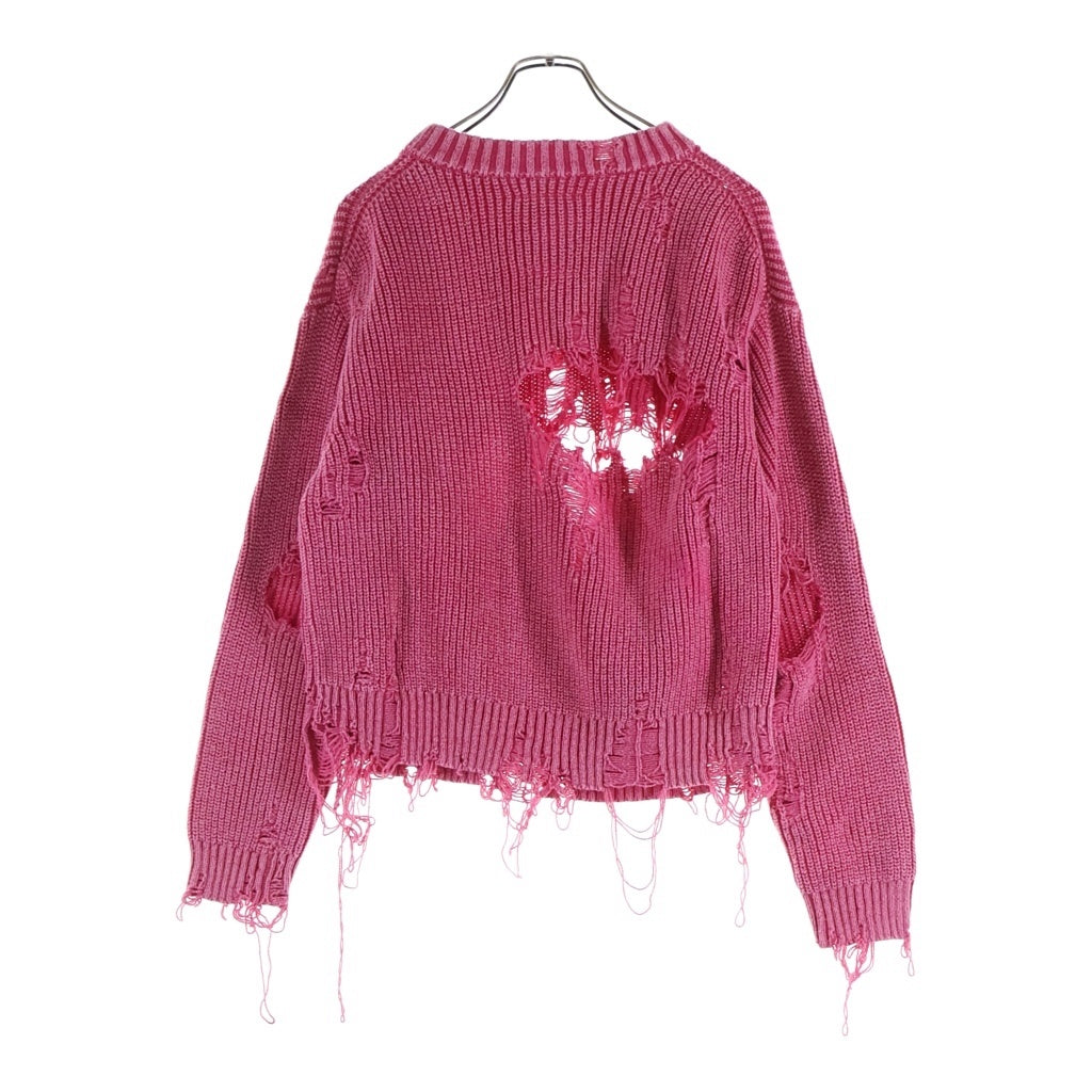 MAISON MIHARAYASUHIRO(メゾンミハラヤスヒロ) 23SS DISTRESSED PULLOVER ニット ピンク B10SW551