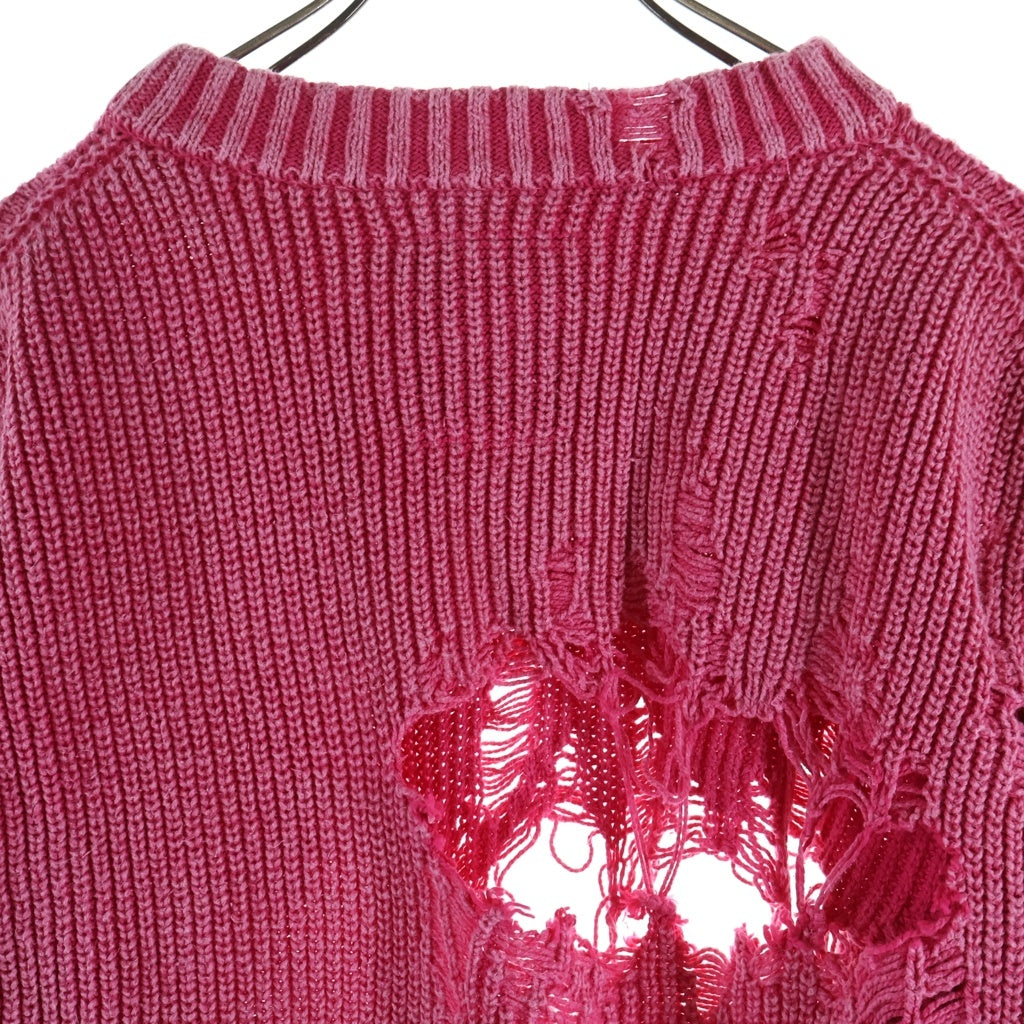 MAISON MIHARAYASUHIRO(メゾンミハラヤスヒロ) 23SS DISTRESSED PULLOVER ニット ピンク B10SW551