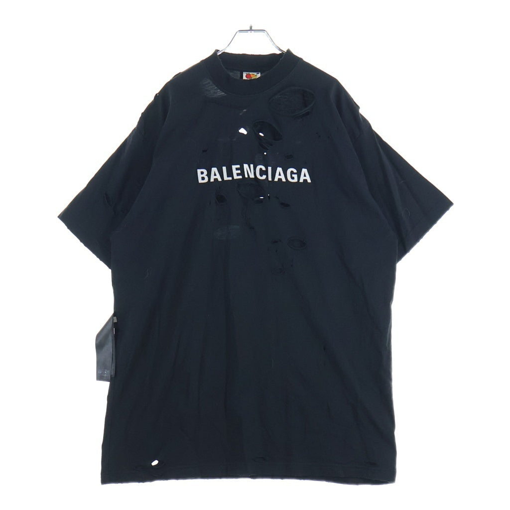 BALENCIAGA(バレンシアガ) Destroy Inside Out T-Shirt デストロイ インサイドアウト オーバーサイズ半袖Tシャツ ブラック 720198 TQVP3