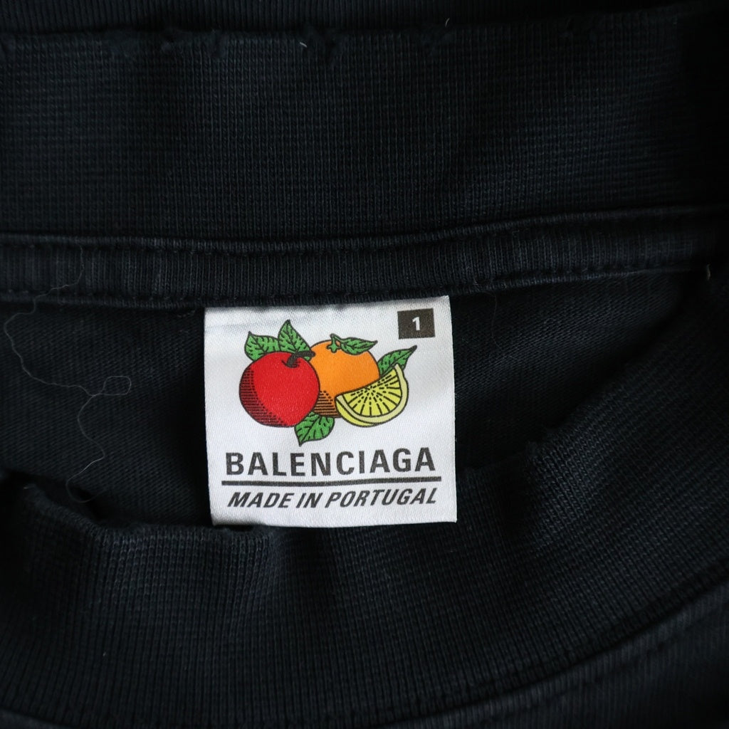 BALENCIAGA(バレンシアガ) Destroy Inside Out T-Shirt デストロイ インサイドアウト オーバーサイズ半袖Tシャツ ブラック 720198 TQVP3