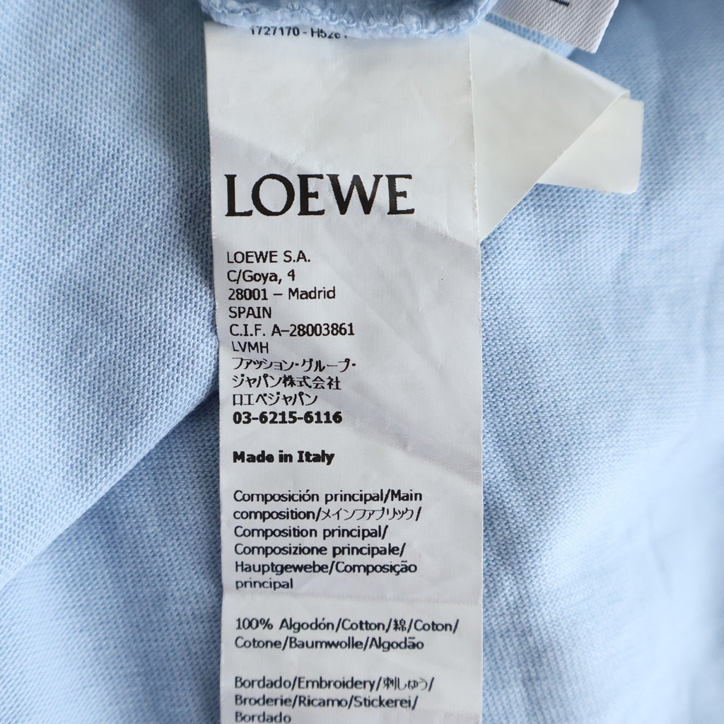 LOEWE(ロエベ) 23AW Relaxed Fit T-shirt In Cotton リラックスフィット Tシャツ アナグラム刺繍 半袖カットソー ブルー H526Y22XA4