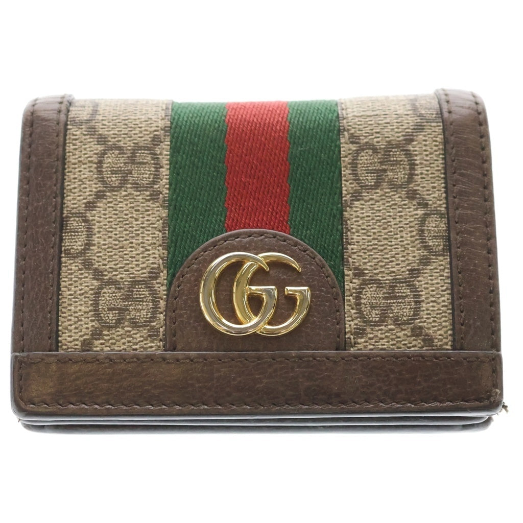 GUCCI(グッチ) GGスプリームキャンバス カーフスキン ウォレト ベージュ 523155