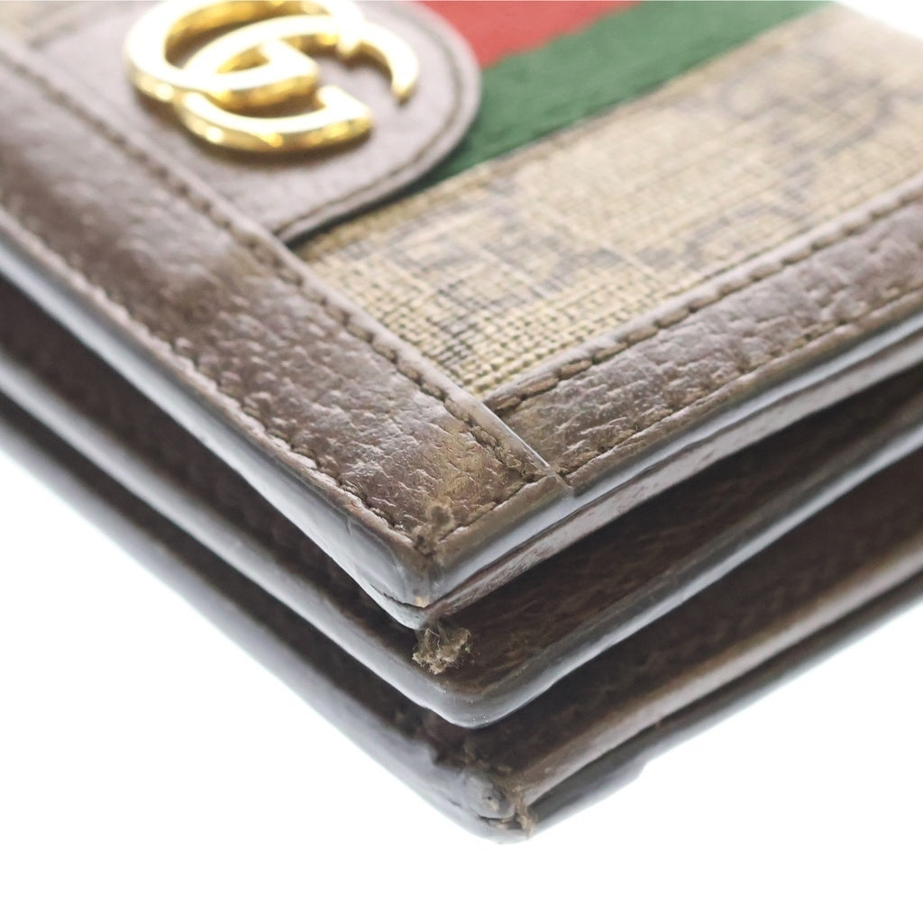 GUCCI(グッチ) GGスプリームキャンバス カーフスキン ウォレト ベージュ 523155