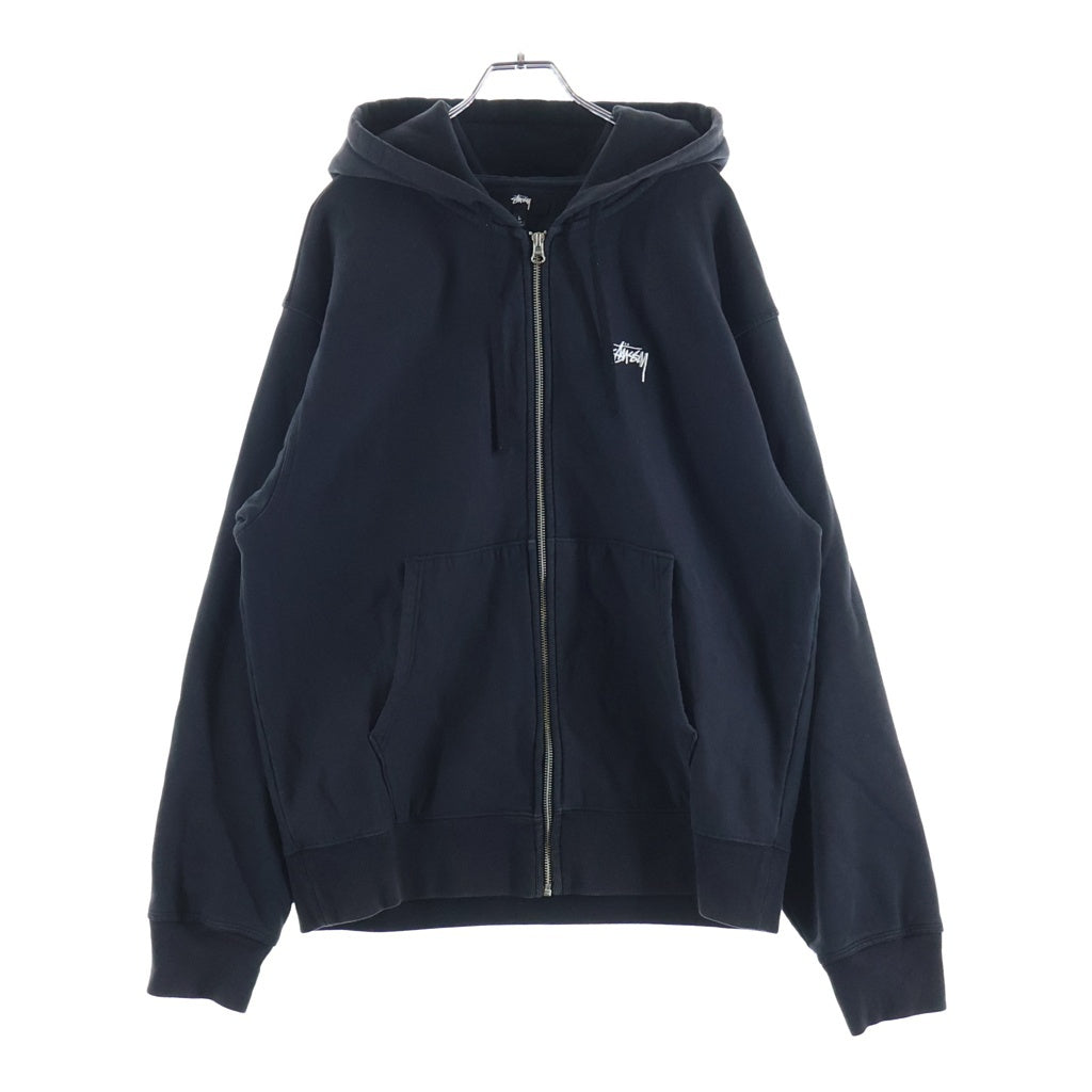 STUSSY(ステューシー) STOCK LOGO ZIP HOODIE ストックロゴ ジップアップ スウェット パーカー ブラック 118471