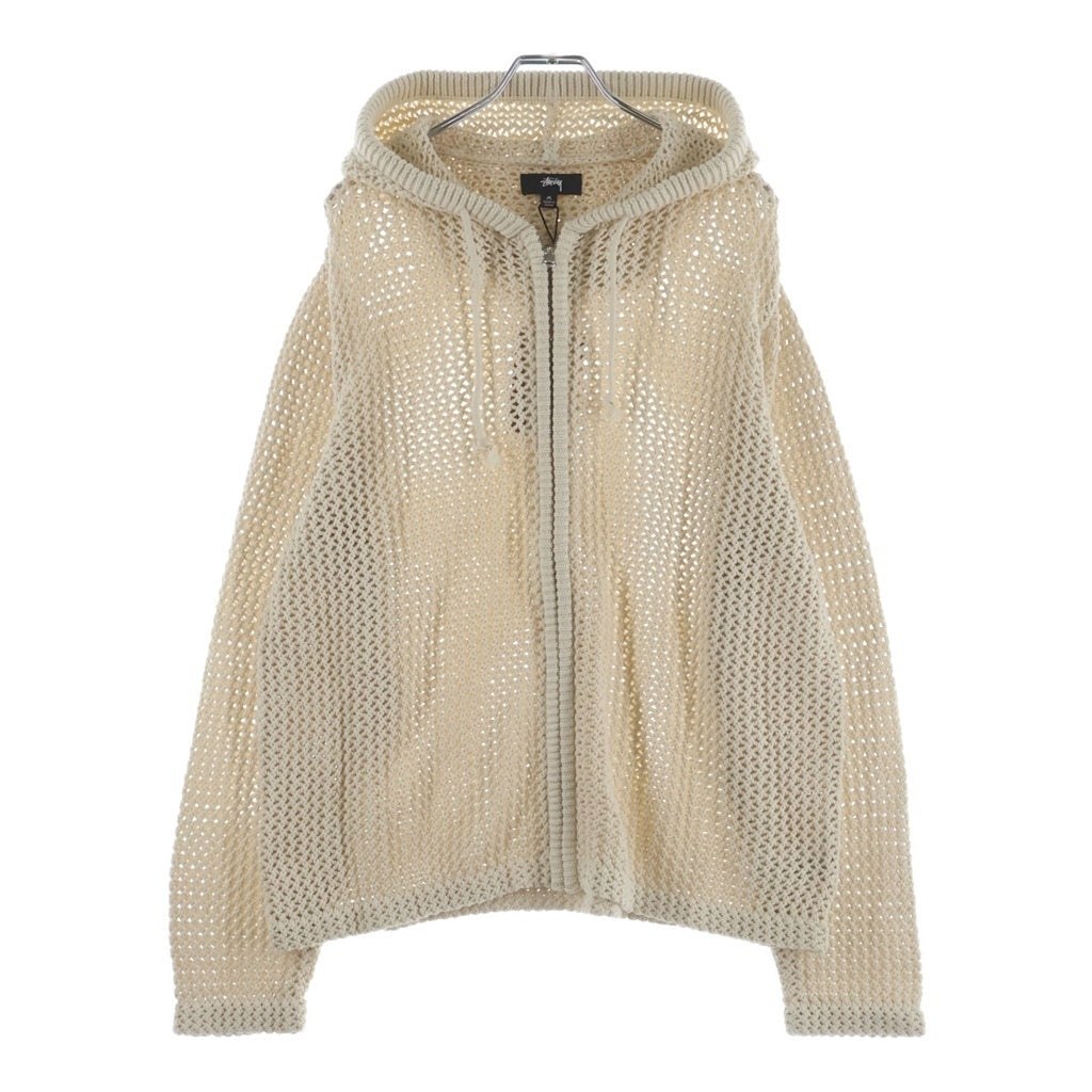 STUSSY(ステューシー) 21SS MESH ZIP HOOD メッシュ ジップアップ フーディ パーカー ホワイト 117091
