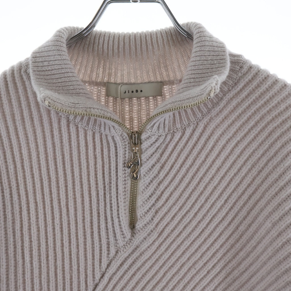 Jieda(ジエダ) WOOL HALF ZIP KNIT ウール ハーフ ジップアップ ニット ライトグレー Jie-24W-KN01