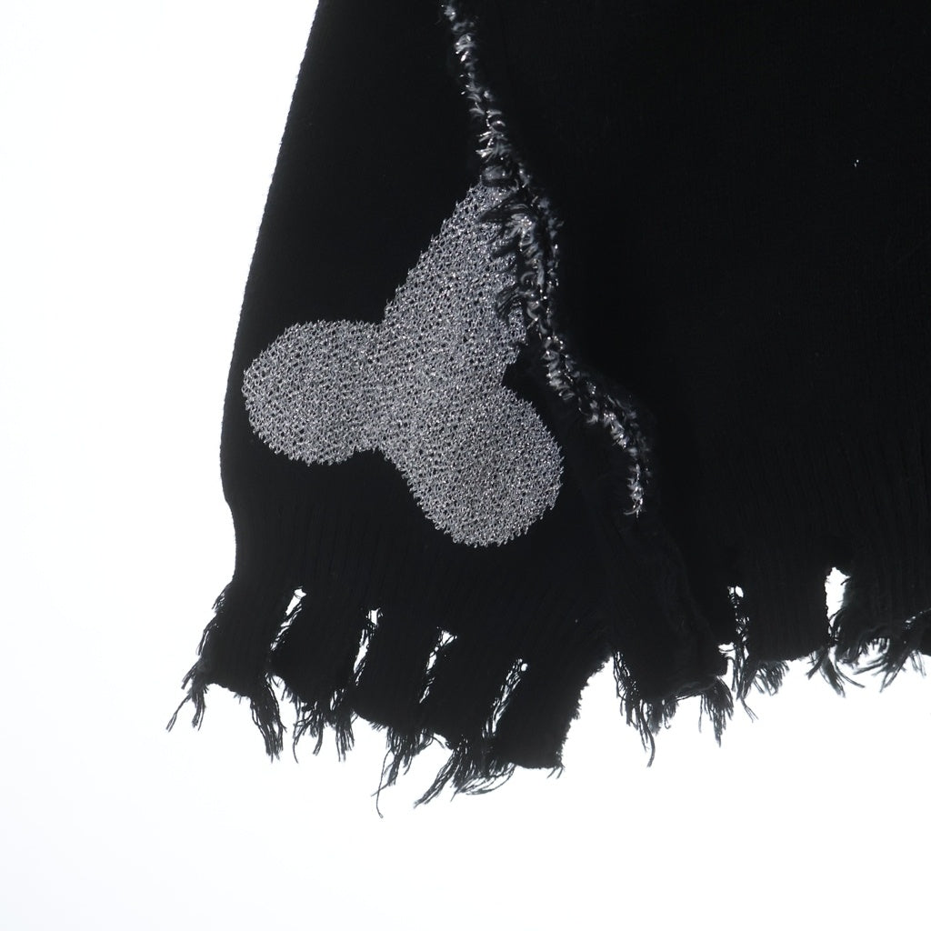 DISCOVERED(ディスカバード) 24AW LAME BONE&HEART KNIT ラメ ボーン アンド ハート ニットセーター ブラック DC-AW24-LEKN-01