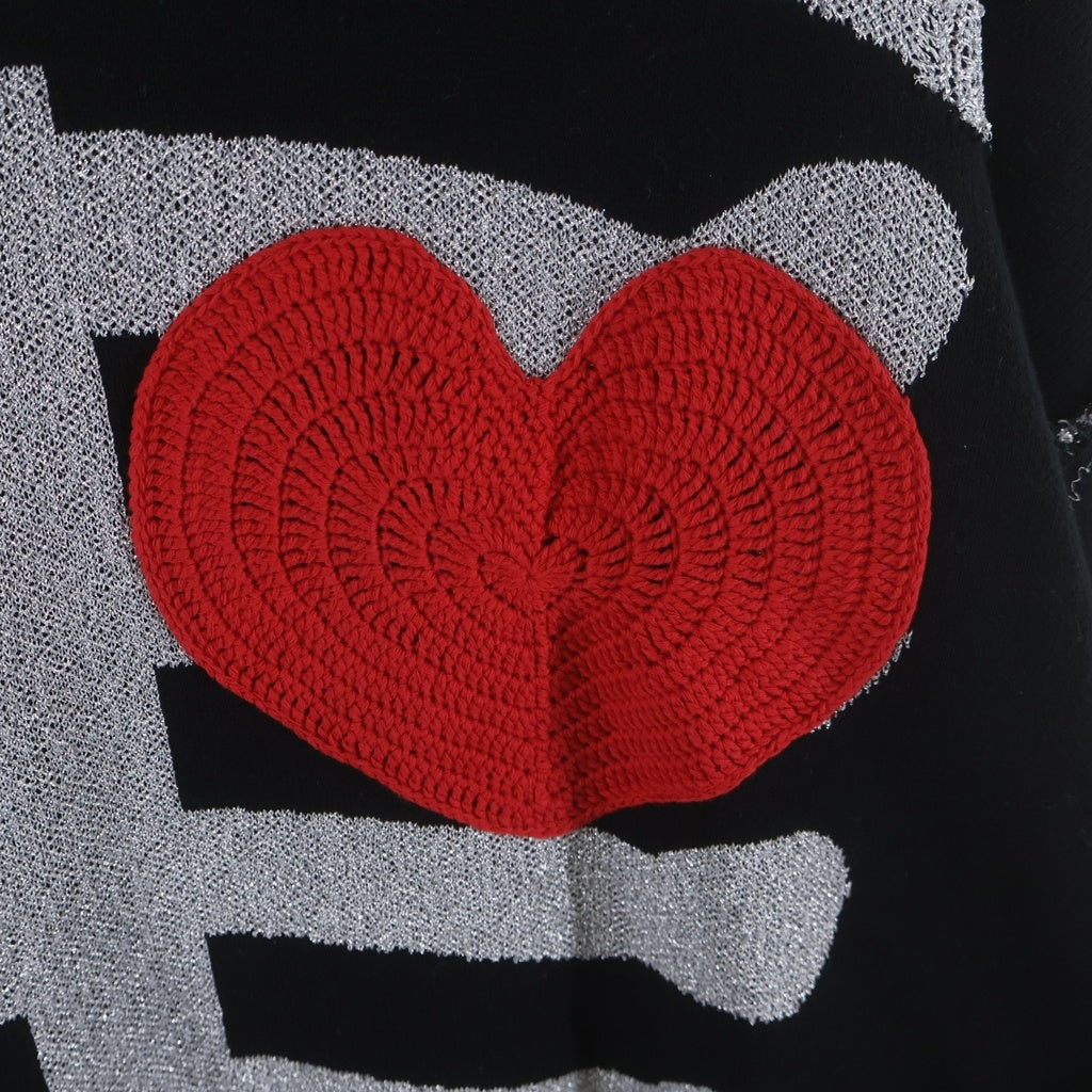 DISCOVERED(ディスカバード) 24AW LAME BONE&HEART KNIT ラメ ボーン アンド ハート ニットセーター ブラック DC-AW24-LEKN-01