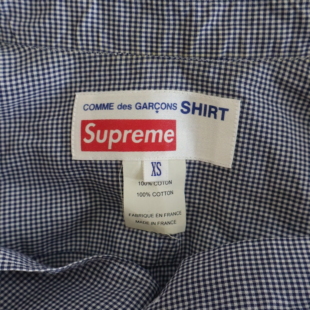 SUPREME(シュプリーム) 13SS×COMME des GARCONS SHIRT Gusset Shirt コムデギャルソン ガゼット ボタンダウン ギンガムチェック 長袖シャツ ホワイト/ブルー S1SS13