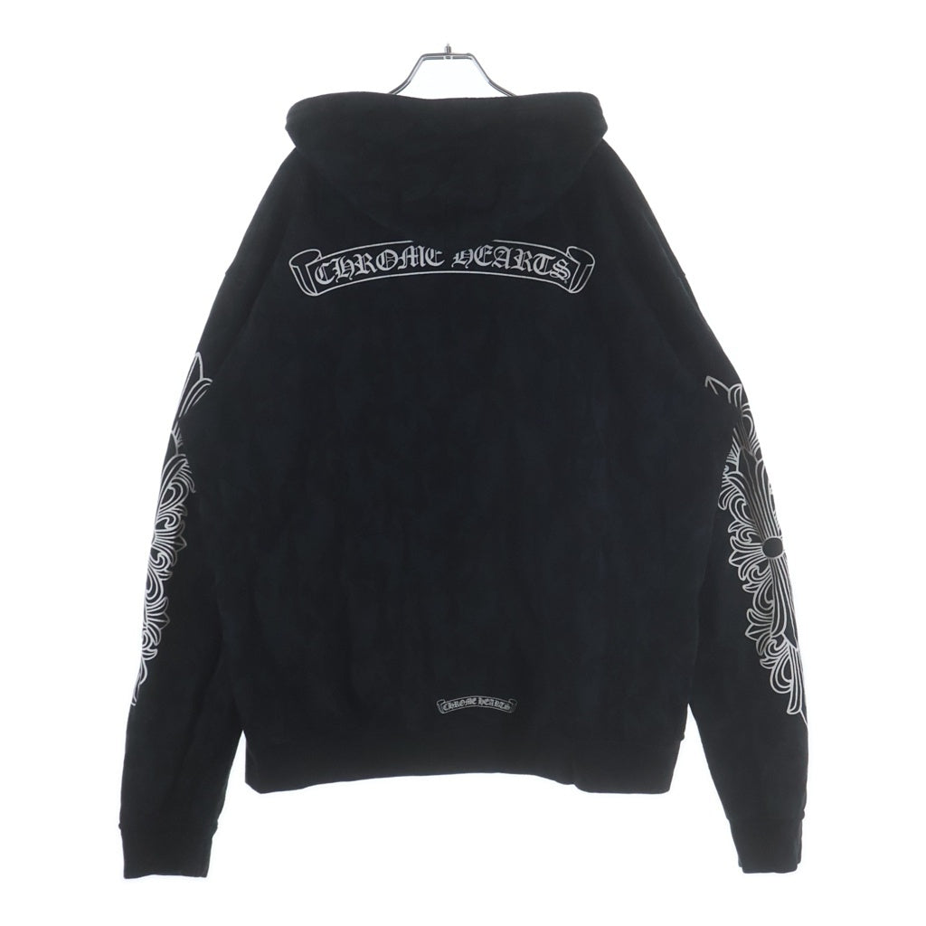 CHROME HEARTS(クロムハーツ) Graveyard Cemetery Cross Sweat Zip Up Hoodie 総柄 グレイブヤードセメタリークロス スウェットフーディジップアップパーカー ブラック
