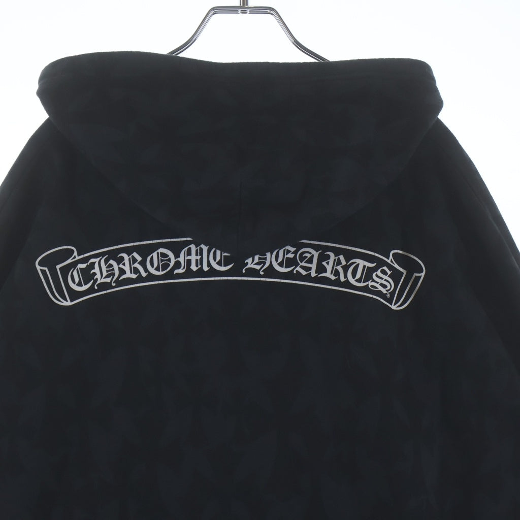 CHROME HEARTS(クロムハーツ) Graveyard Cemetery Cross Sweat Zip Up Hoodie 総柄 グレイブヤードセメタリークロス スウェットフーディジップアップパーカー ブラック
