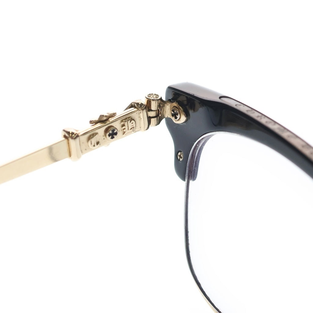 CHROME HEARTS(クロムハーツ) BONENNOISSEUR II テンプルCHクロス ハーフリム アイウェア 眼鏡 メガネ 度入り ブラック/ゴールド レディース