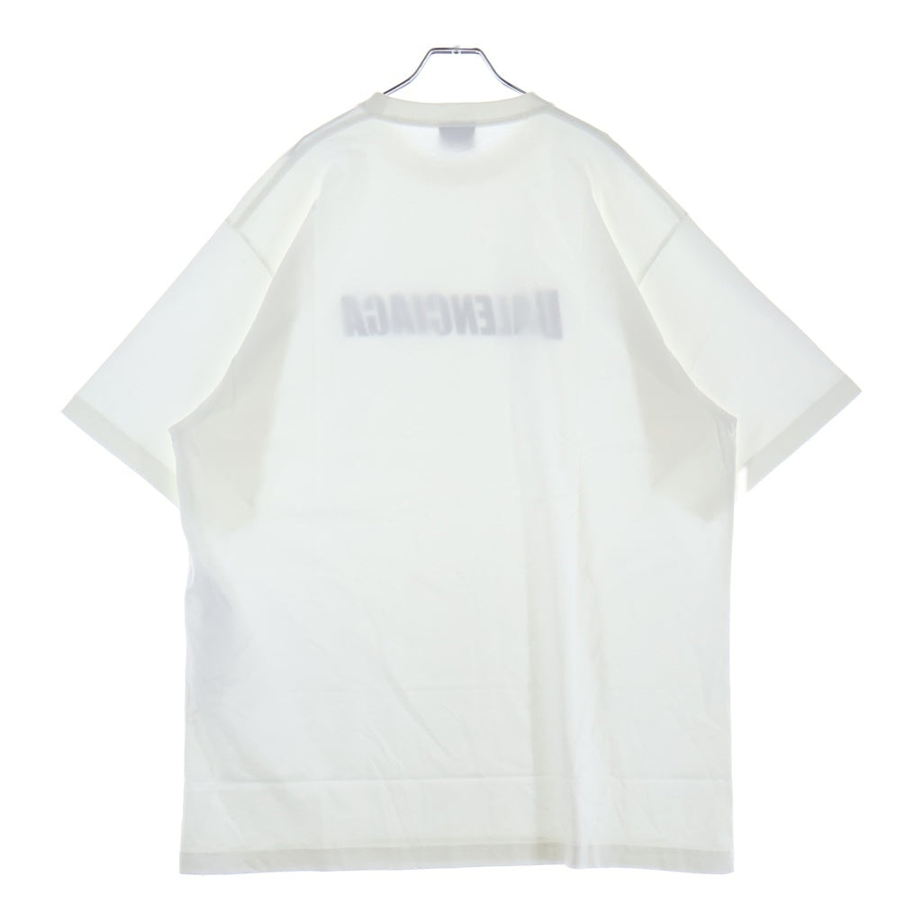 BALENCIAGA(バレンシアガ) 21SS デストロイ加工 ロゴプリント 半袖Tシャツ カットソー ホワイト 651795 TKVB8