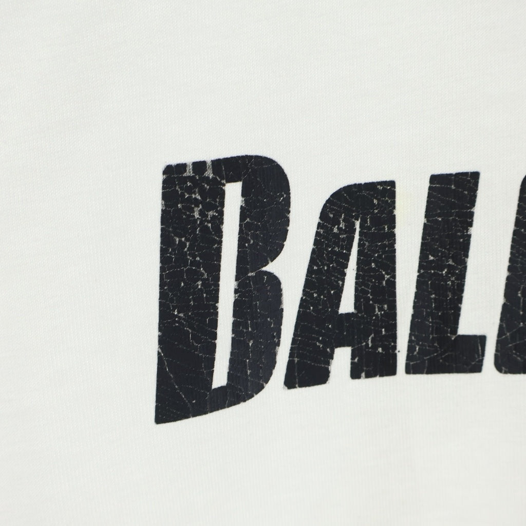 BALENCIAGA(バレンシアガ) 21SS デストロイ加工 ロゴプリント 半袖Tシャツ カットソー ホワイト 651795 TKVB8