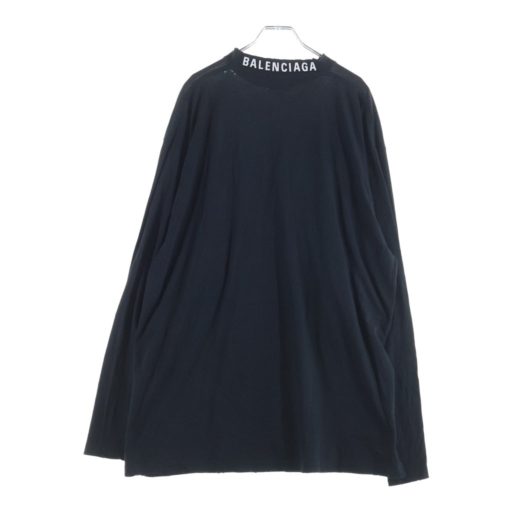 BALENCIAGA(バレンシアガ) クラッシュ加工 ネックロゴ 長袖Tシャツ カットソー ブラック 739783 TOVF4