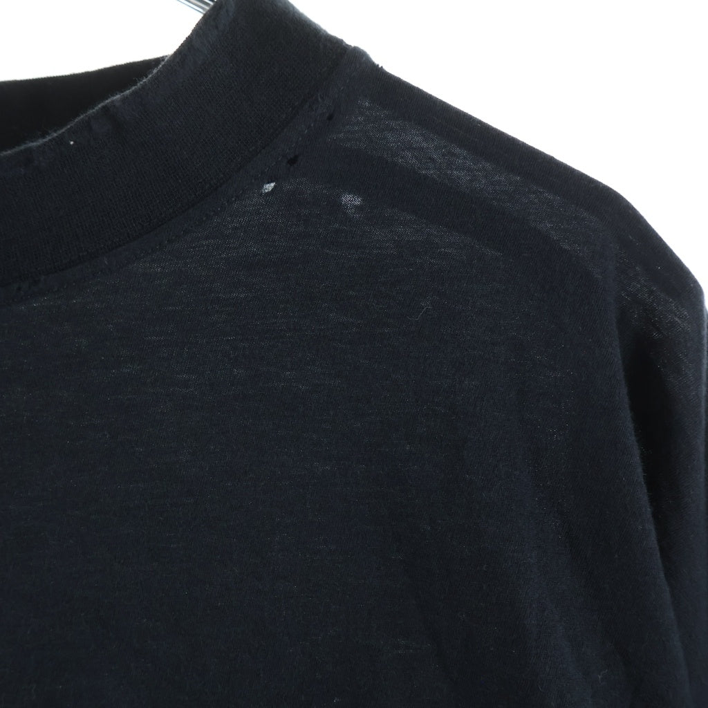 BALENCIAGA(バレンシアガ) クラッシュ加工 ネックロゴ 長袖Tシャツ カットソー ブラック 739783 TOVF4