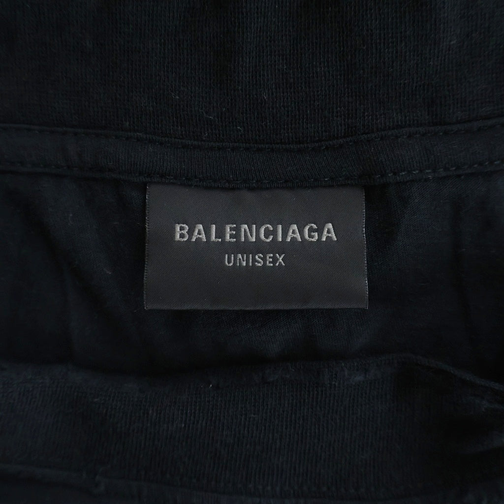 BALENCIAGA(バレンシアガ) クラッシュ加工 ネックロゴ 長袖Tシャツ カットソー ブラック 739783 TOVF4